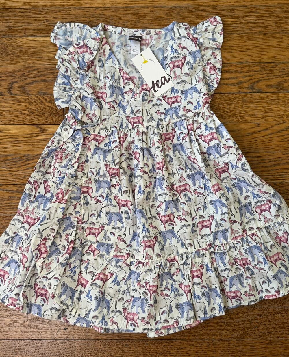 NWT Tea Collection Girls' Animal Print Wrap Dress Size 2